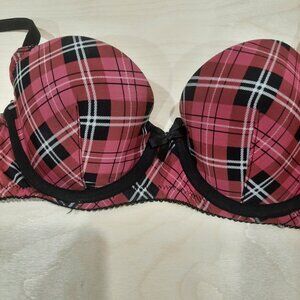 Preppy plaid underwire lightly lined bra with bow